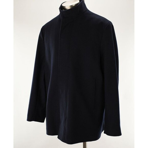THEORY Mens Navy Blue CLARENCE Regular Fit Melton Wool Blend Coat XL NWT